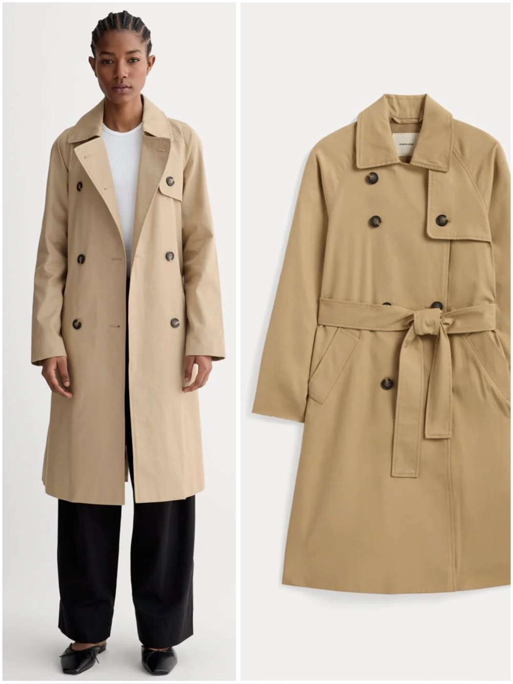 Everlane The Modern Trench Coat Cornstalk Tan Organic Cotton Belted XXS NWT